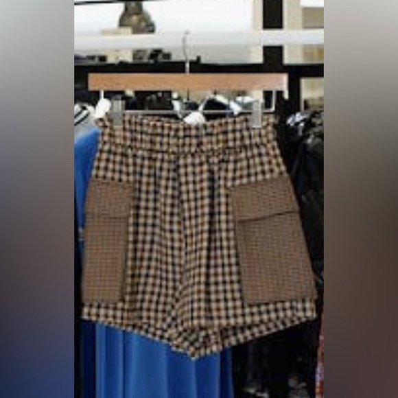 Steve Madden Gaelle Mixed Plaid Cargo Shorts in Brown Plaid NWT XL - Picture 5 of 8